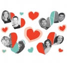 collage of hearts featuring photos of the LGBT couples included therein